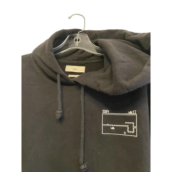 TNA Sweat Fleece Pullover Hoodie Sweatshirt Black Size XS Embroidered Oversized - Picture 5 of 8